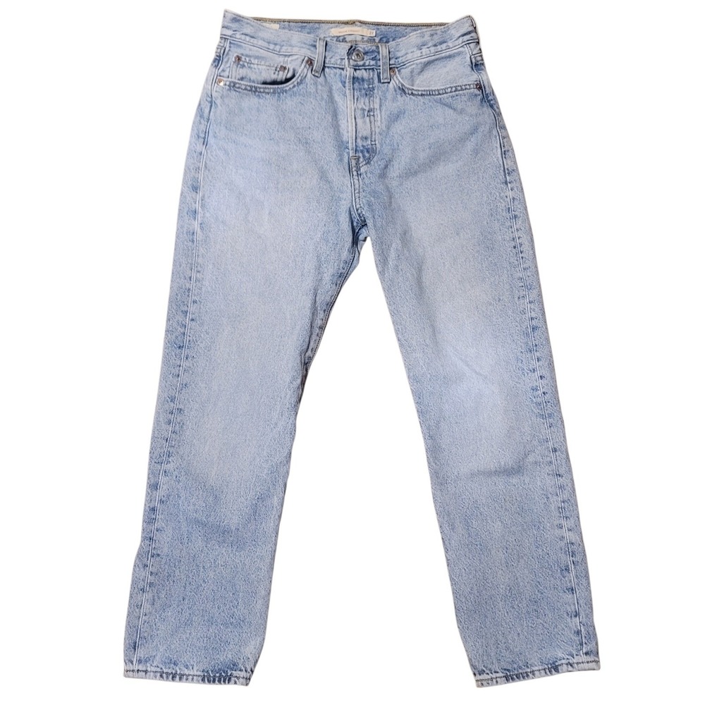 Levis Premium Wedgie Straight Jeans Light Wash Blue High Rise Button Fly 27
